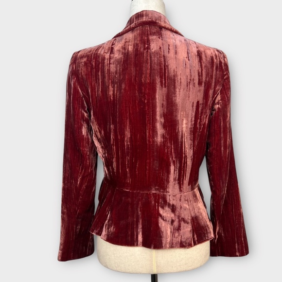 VINTAGE Alberto Makali Y2K Women Silk Velvet Jacket Burgundy Romantic Whimsigoth - Picture 3 of 15